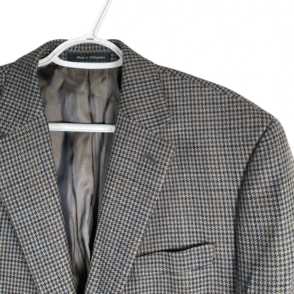Lauren‎ Ralph Lauren Mens Wool HOUNDSTOOTH Sport Coat Blazer 42L Gray 2 Button